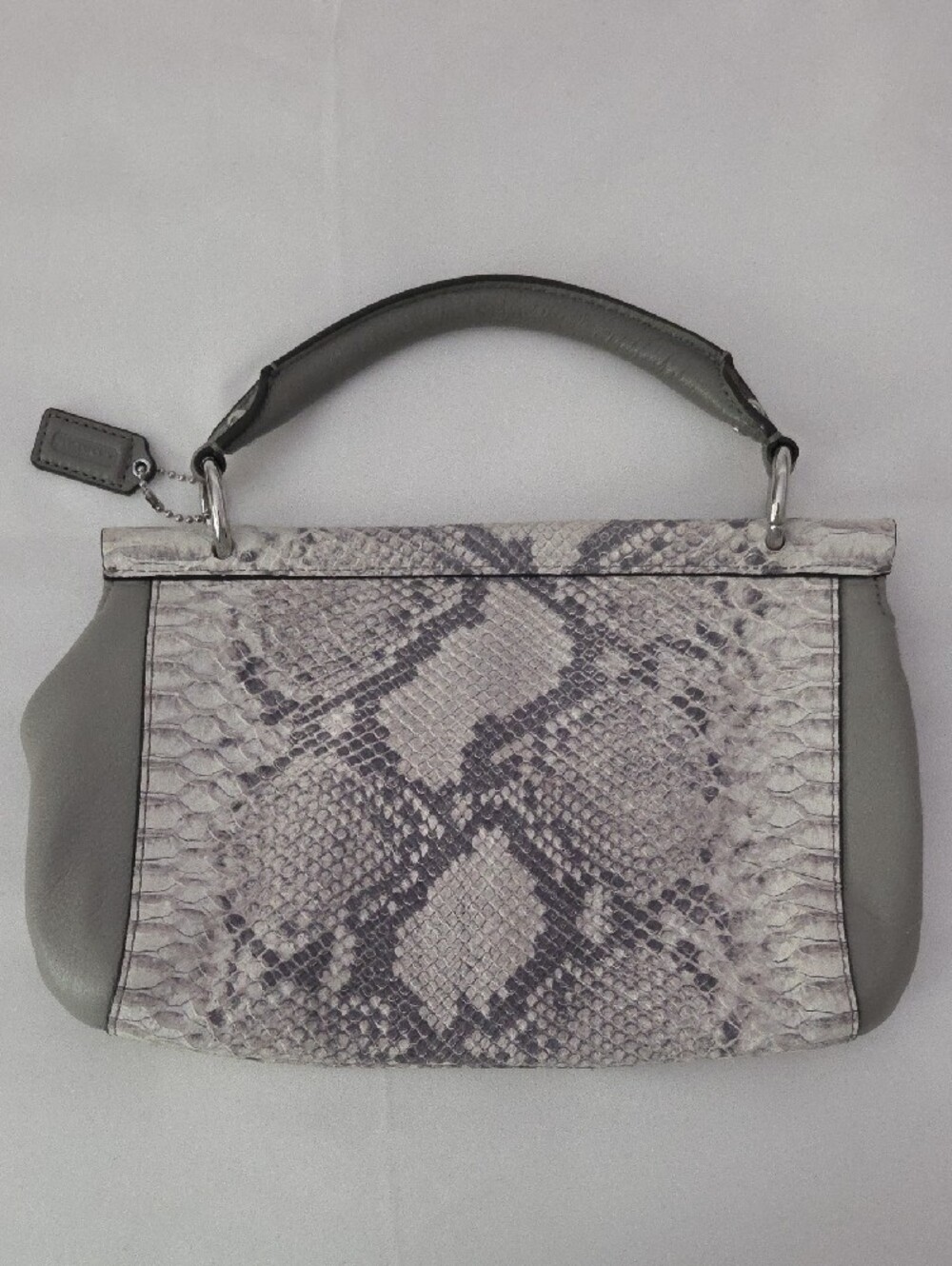 Gray Python-Print Top Handle Bag - Picture 2 of 8